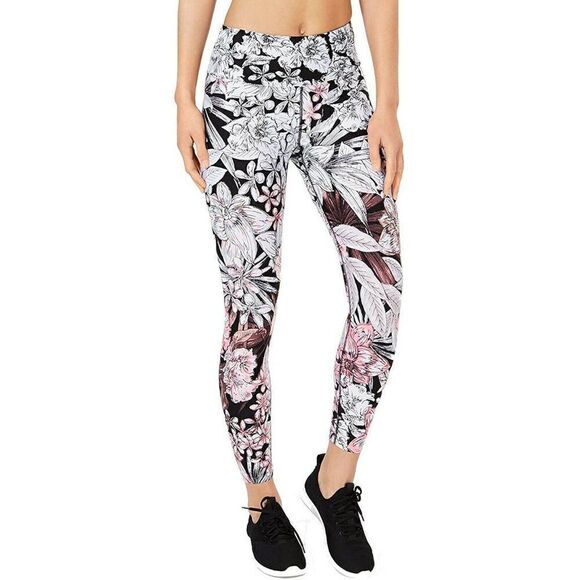 Calvin Klein Performance Floral High Rise 7/8 Tight Leggings in Neon Calypso - Picture 1 of 13